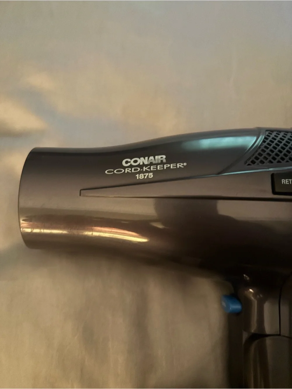 Compact Gray Travel Hair with Retractable Power Cord